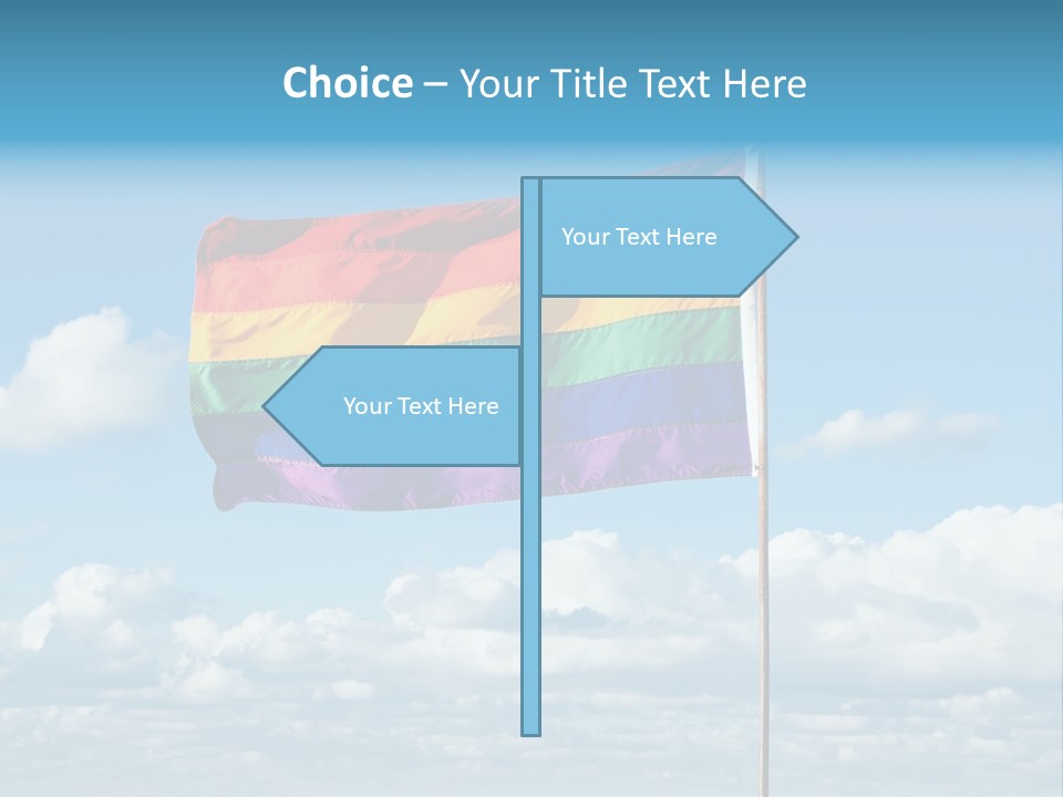A Rainbow Flag Is Flying In The Sky PowerPoint Template