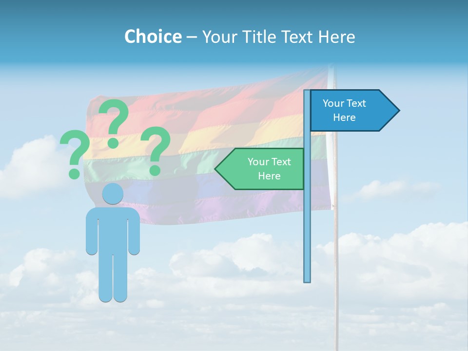 A Rainbow Flag Is Flying In The Sky PowerPoint Template