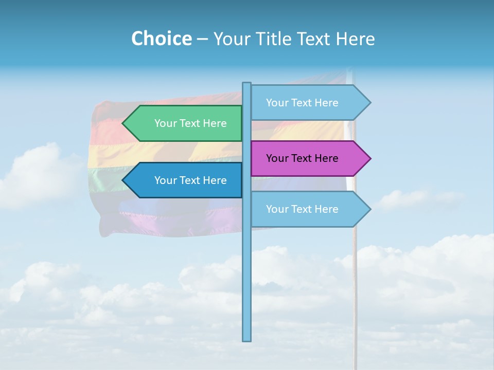 A Rainbow Flag Is Flying In The Sky PowerPoint Template