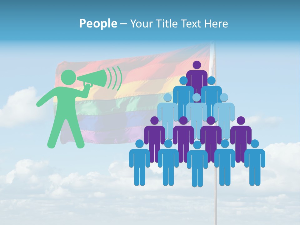 A Rainbow Flag Is Flying In The Sky PowerPoint Template