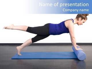 Trainer Woman Blue PowerPoint Template