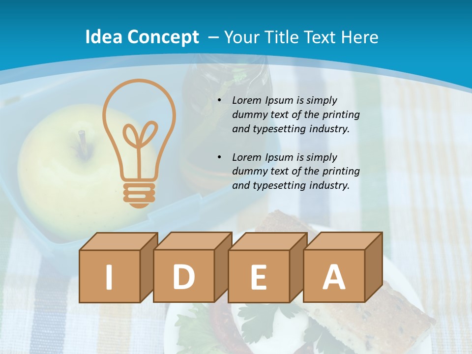 A Lunch Box With A Sandwich And An Apple On A Table PowerPoint Template