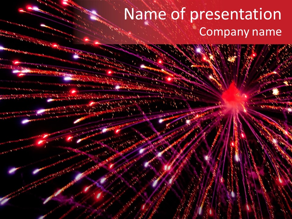 Fireworks Show Red Streamers Fireworks PowerPoint Template