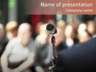 Convention Center Unrecognizable Person Microphone Stand PowerPoint Template