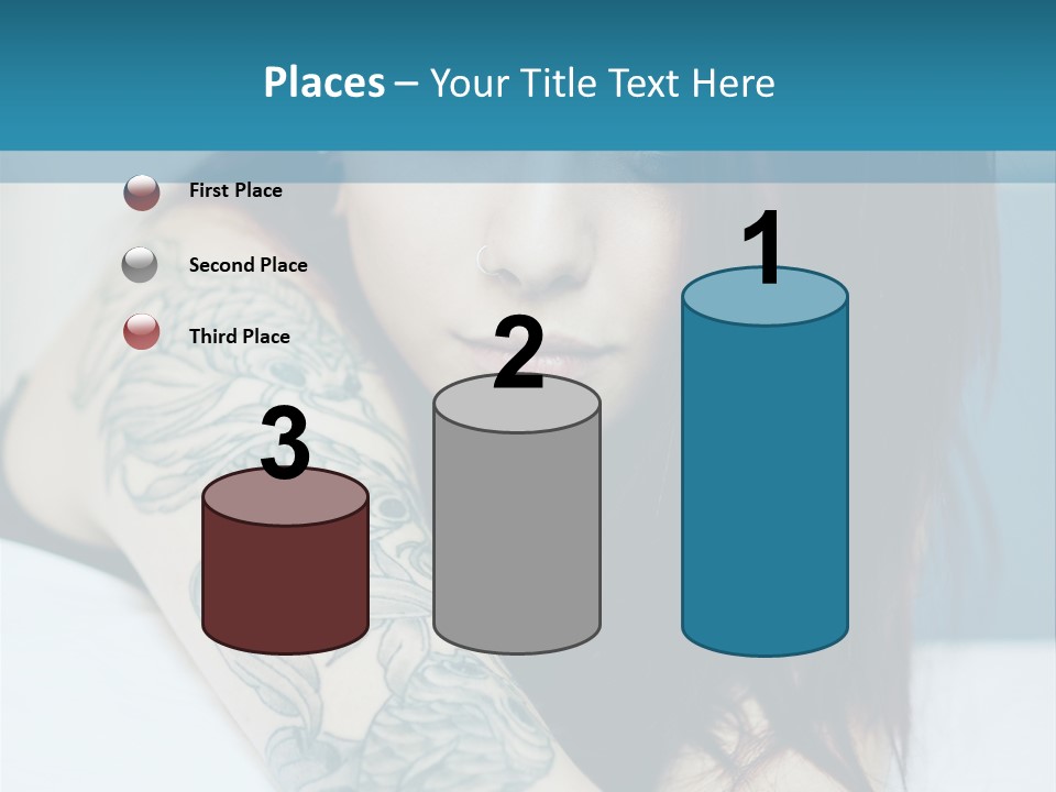 A Woman With Red Hair And Tattoos On Her Arm PowerPoint Template