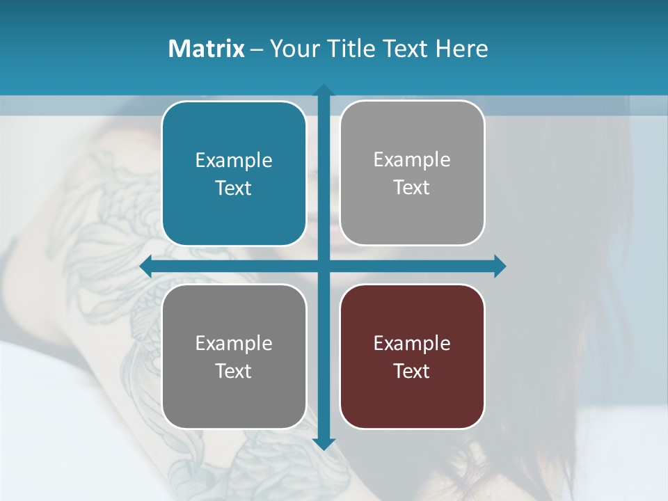 A Woman With Red Hair And Tattoos On Her Arm PowerPoint Template