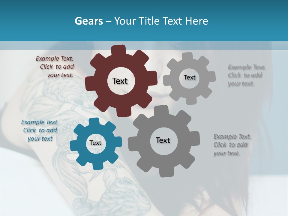 A Woman With Red Hair And Tattoos On Her Arm PowerPoint Template