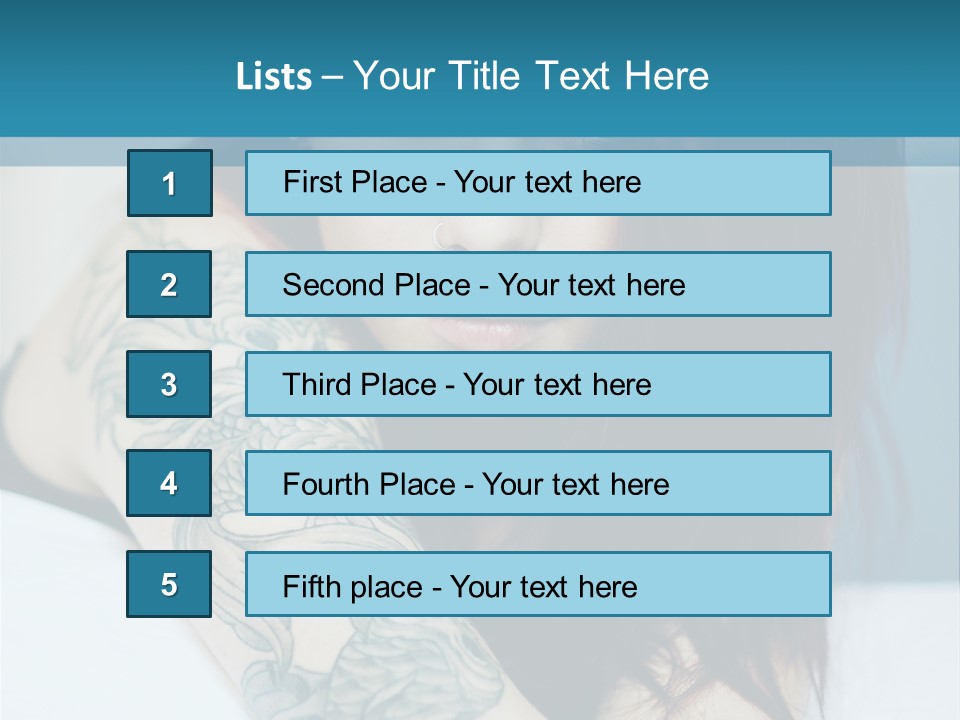 A Woman With Red Hair And Tattoos On Her Arm PowerPoint Template