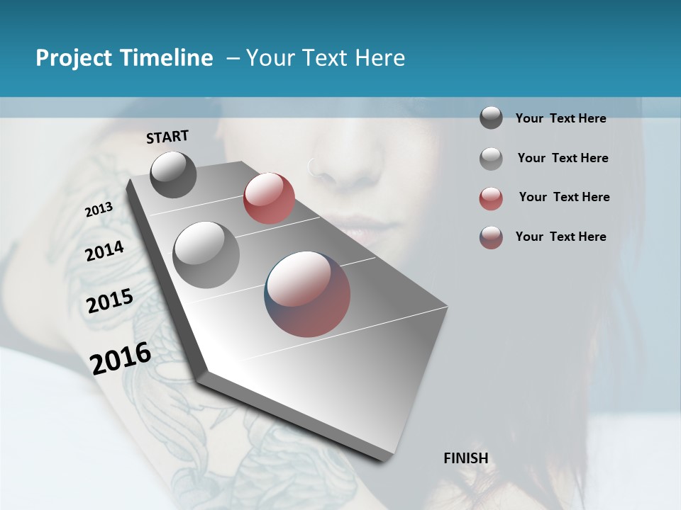 A Woman With Red Hair And Tattoos On Her Arm PowerPoint Template