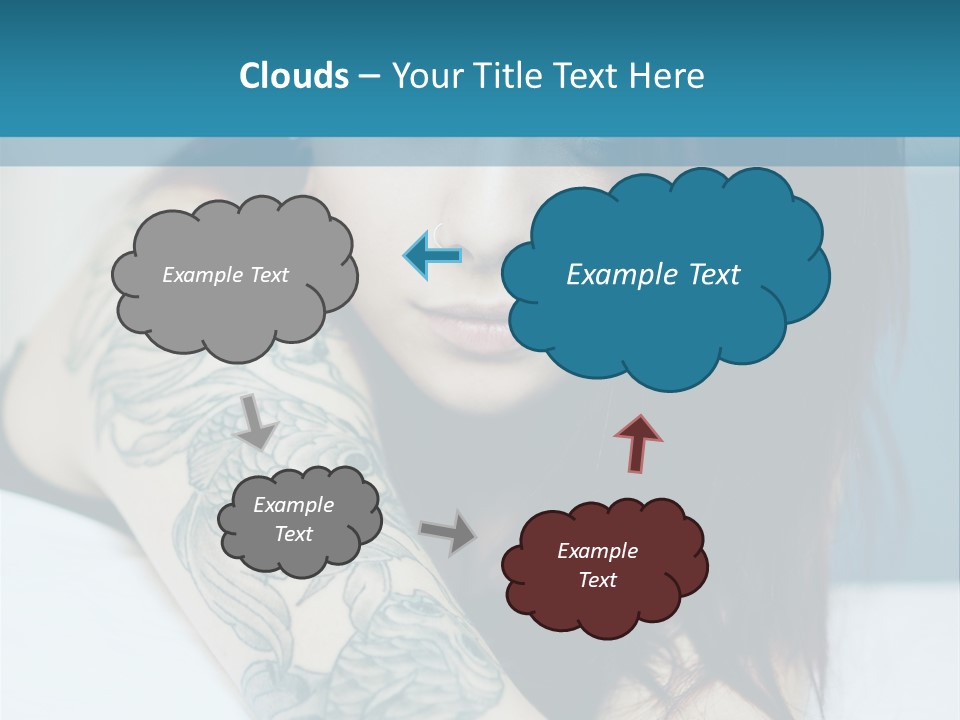 A Woman With Red Hair And Tattoos On Her Arm PowerPoint Template