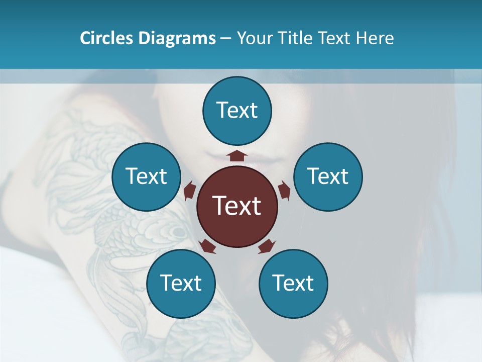 A Woman With Red Hair And Tattoos On Her Arm PowerPoint Template