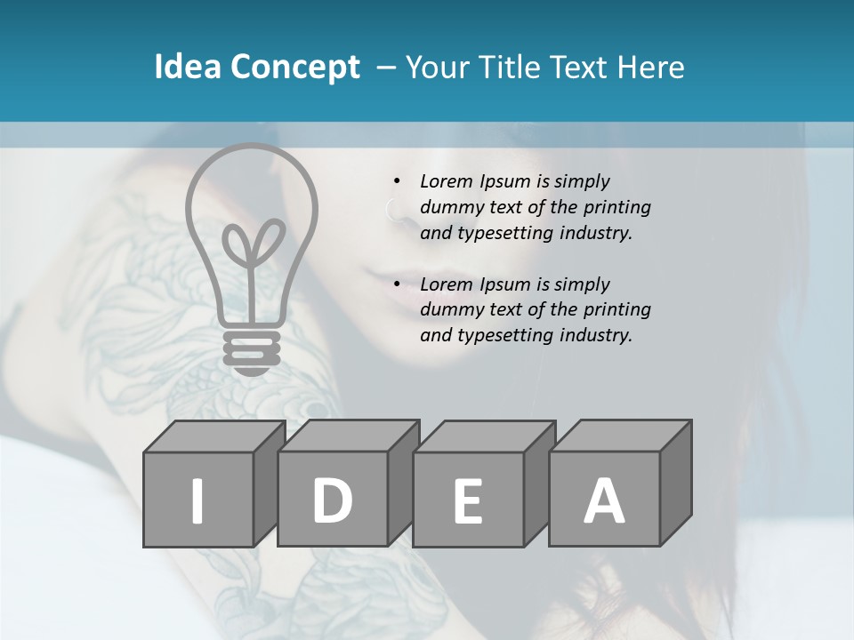 A Woman With Red Hair And Tattoos On Her Arm PowerPoint Template