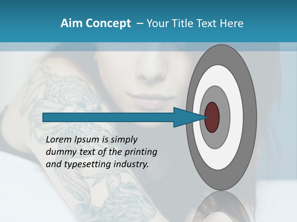 A Woman With Red Hair And Tattoos On Her Arm PowerPoint Template