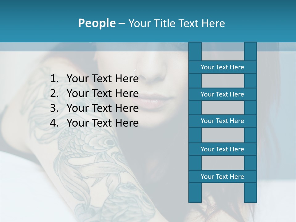 A Woman With Red Hair And Tattoos On Her Arm PowerPoint Template