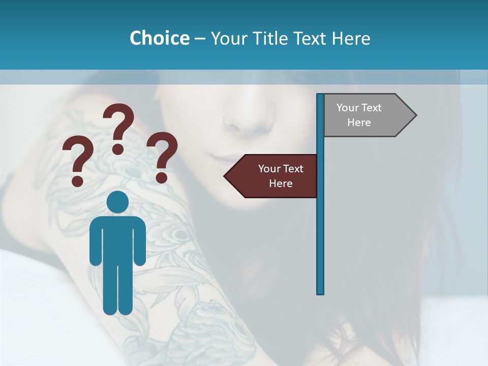 A Woman With Red Hair And Tattoos On Her Arm PowerPoint Template