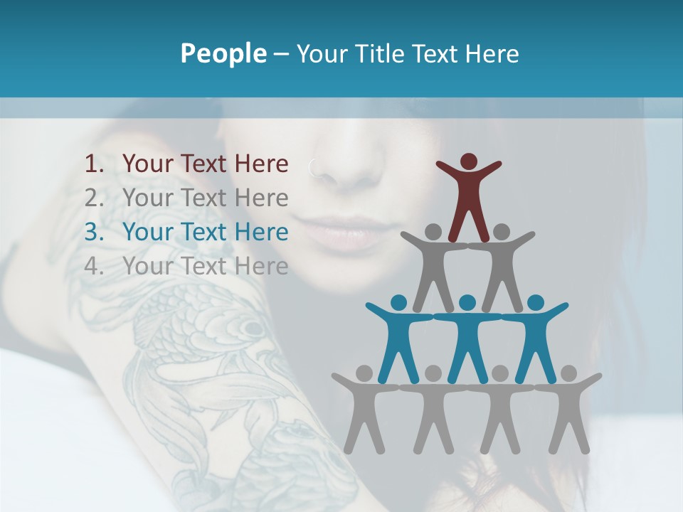 A Woman With Red Hair And Tattoos On Her Arm PowerPoint Template