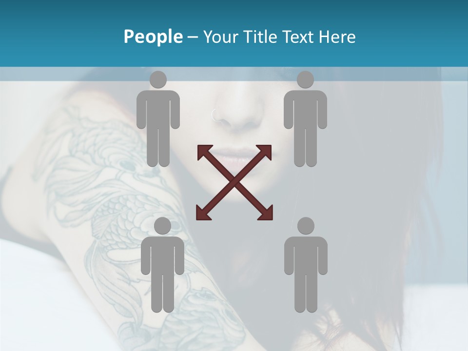 A Woman With Red Hair And Tattoos On Her Arm PowerPoint Template