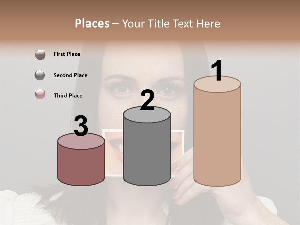 A Woman Holding Up A Piece Of Paper To Her Mouth PowerPoint Template