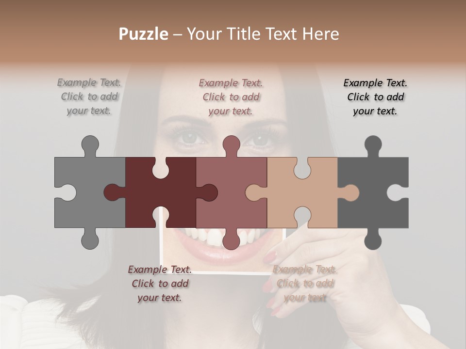 A Woman Holding Up A Piece Of Paper To Her Mouth PowerPoint Template