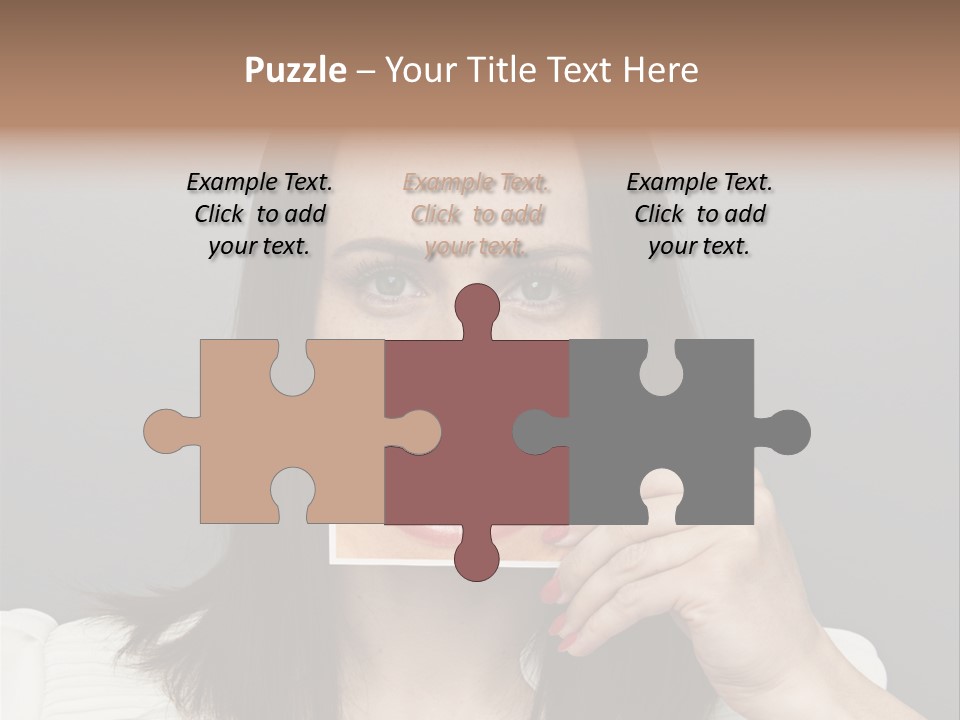 A Woman Holding Up A Piece Of Paper To Her Mouth PowerPoint Template