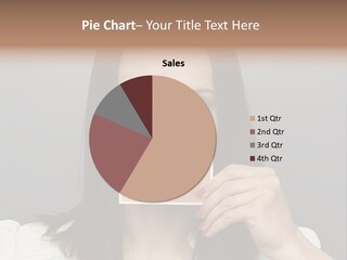 A Woman Holding Up A Piece Of Paper To Her Mouth PowerPoint Template