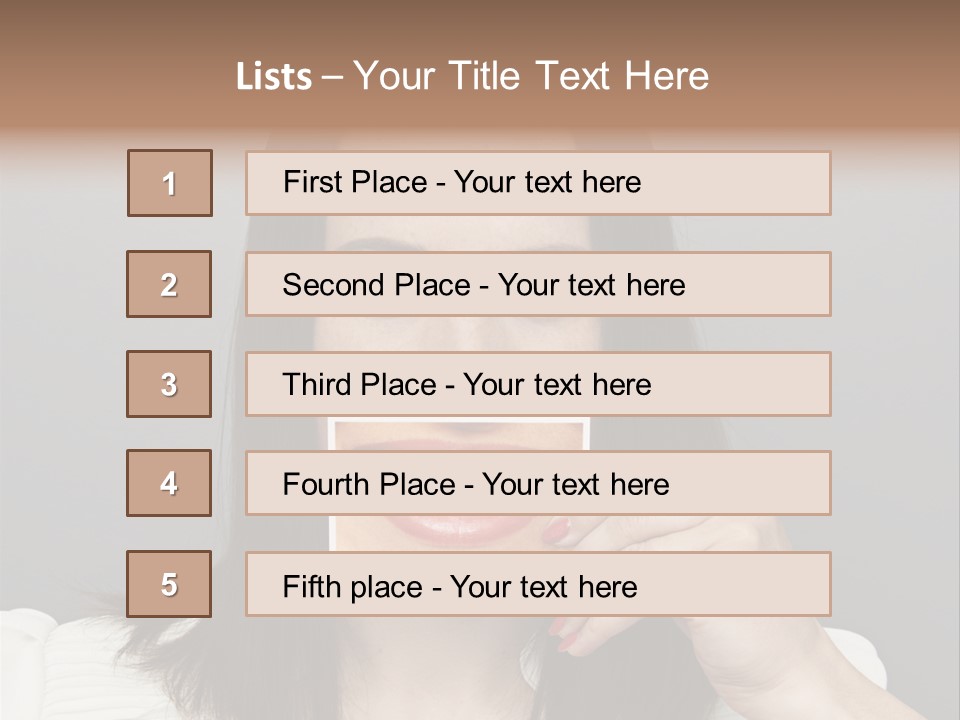 A Woman Holding Up A Piece Of Paper To Her Mouth PowerPoint Template