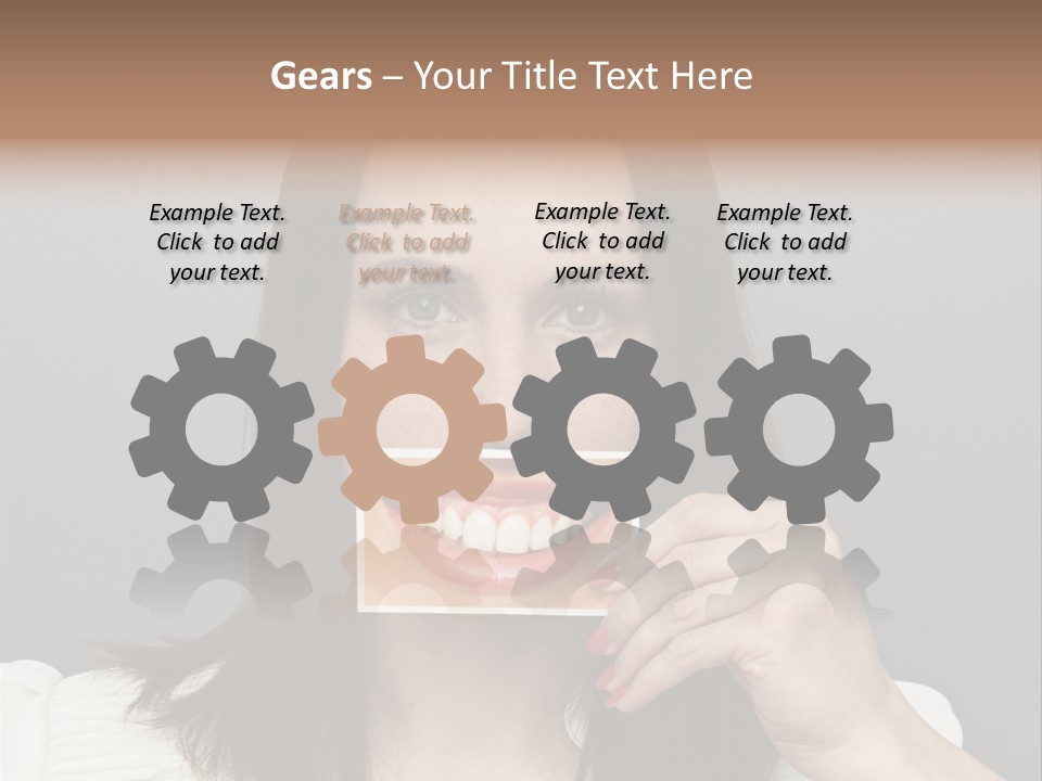 A Woman Holding Up A Piece Of Paper To Her Mouth PowerPoint Template