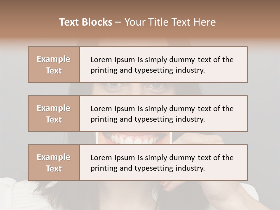 A Woman Holding Up A Piece Of Paper To Her Mouth PowerPoint Template