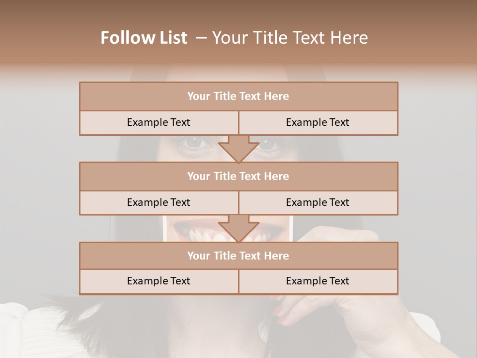 A Woman Holding Up A Piece Of Paper To Her Mouth PowerPoint Template