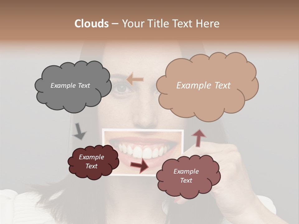 A Woman Holding Up A Piece Of Paper To Her Mouth PowerPoint Template