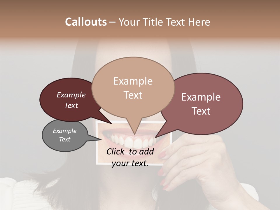 A Woman Holding Up A Piece Of Paper To Her Mouth PowerPoint Template