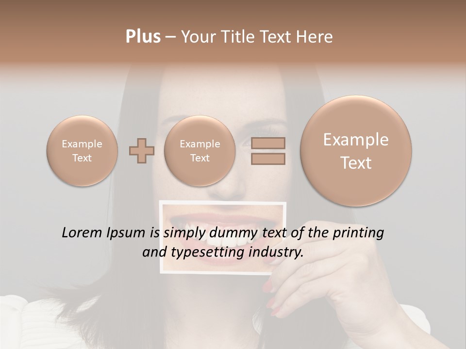 A Woman Holding Up A Piece Of Paper To Her Mouth PowerPoint Template