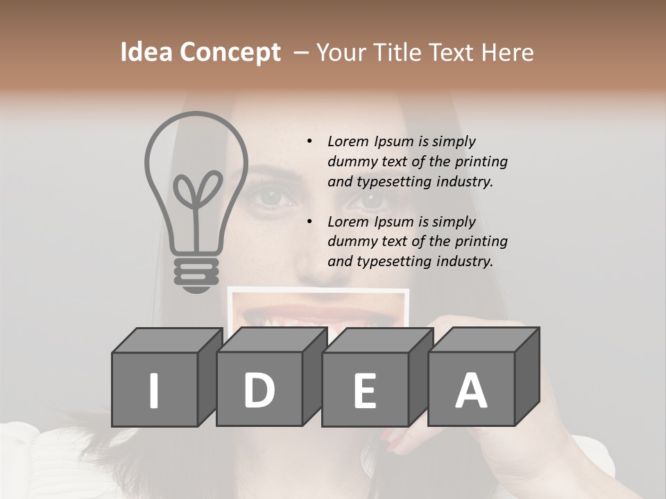 A Woman Holding Up A Piece Of Paper To Her Mouth PowerPoint Template