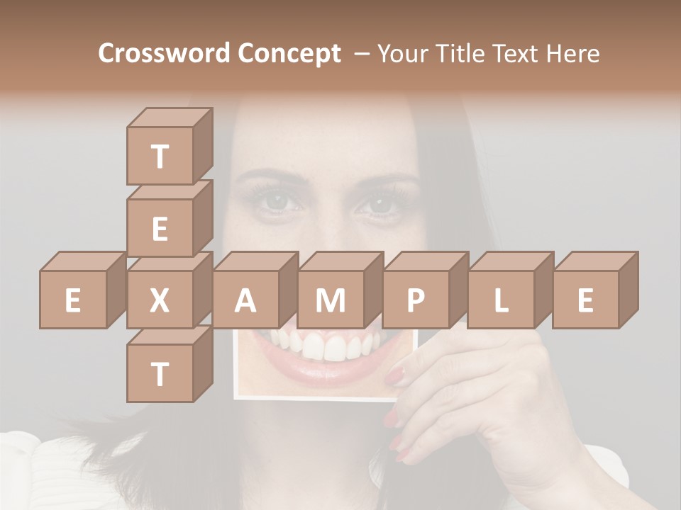 A Woman Holding Up A Piece Of Paper To Her Mouth PowerPoint Template