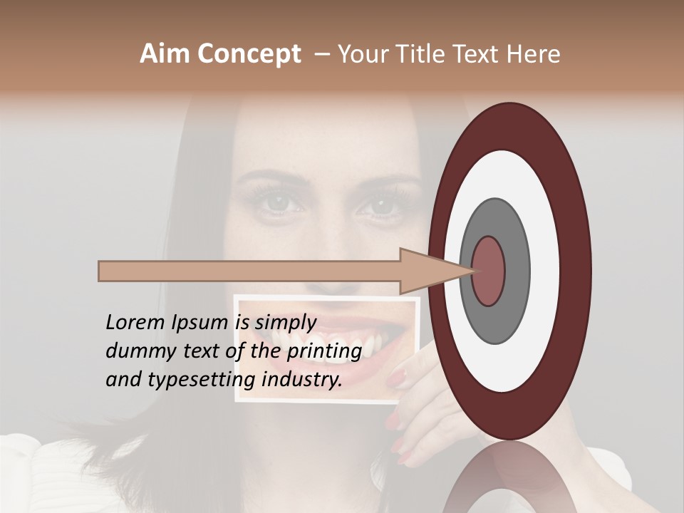 A Woman Holding Up A Piece Of Paper To Her Mouth PowerPoint Template