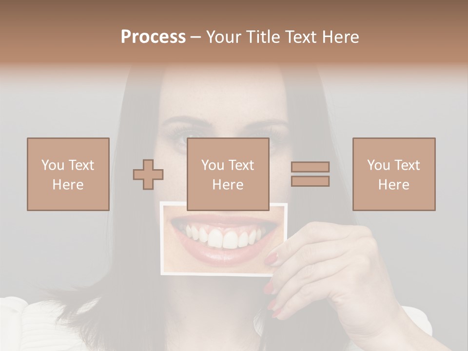 A Woman Holding Up A Piece Of Paper To Her Mouth PowerPoint Template
