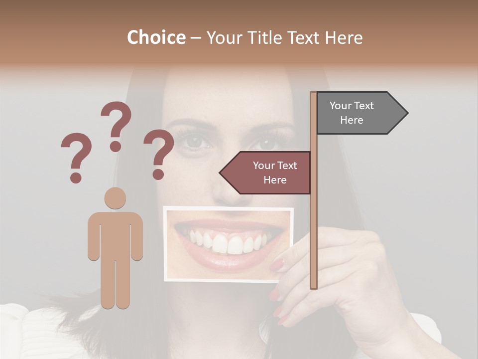 A Woman Holding Up A Piece Of Paper To Her Mouth PowerPoint Template