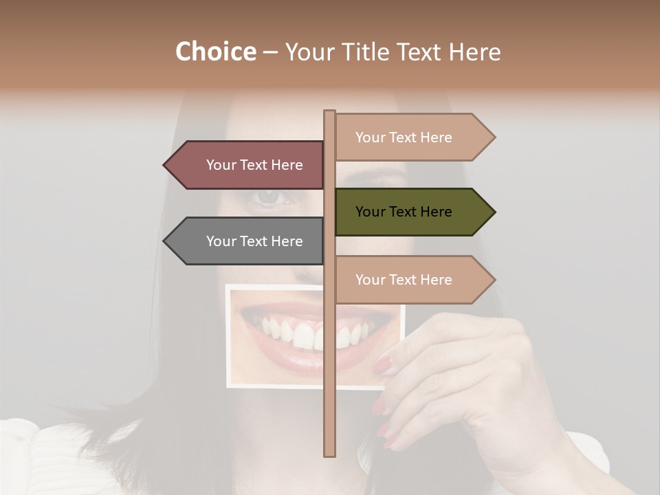 A Woman Holding Up A Piece Of Paper To Her Mouth PowerPoint Template