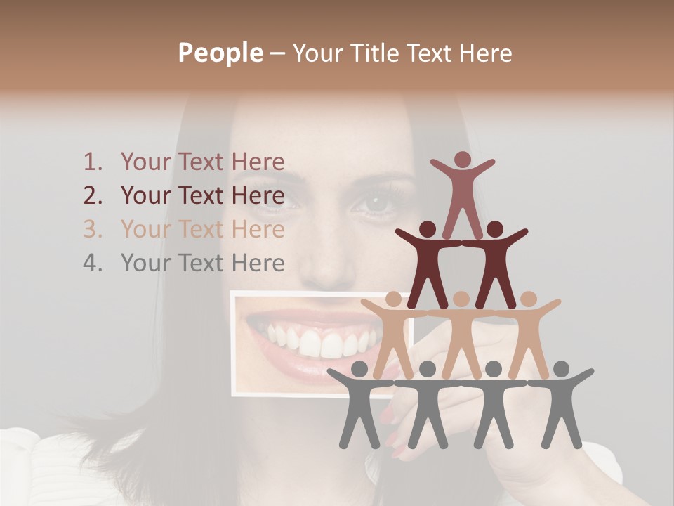 A Woman Holding Up A Piece Of Paper To Her Mouth PowerPoint Template