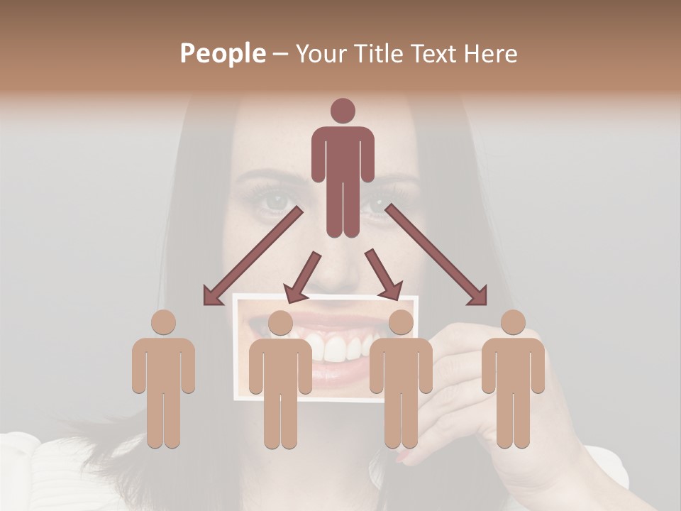 A Woman Holding Up A Piece Of Paper To Her Mouth PowerPoint Template