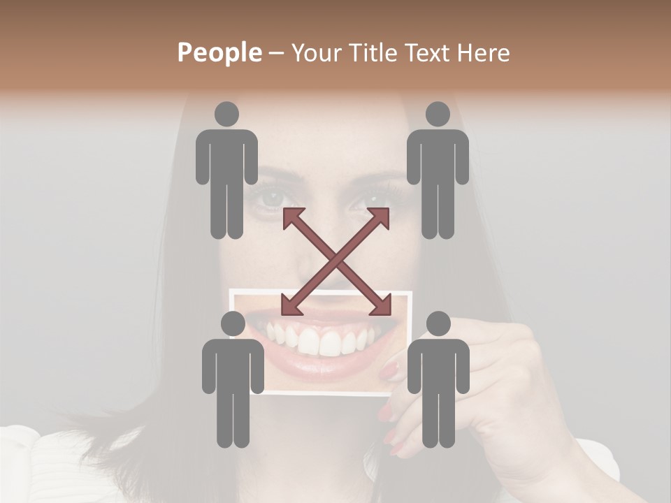 A Woman Holding Up A Piece Of Paper To Her Mouth PowerPoint Template