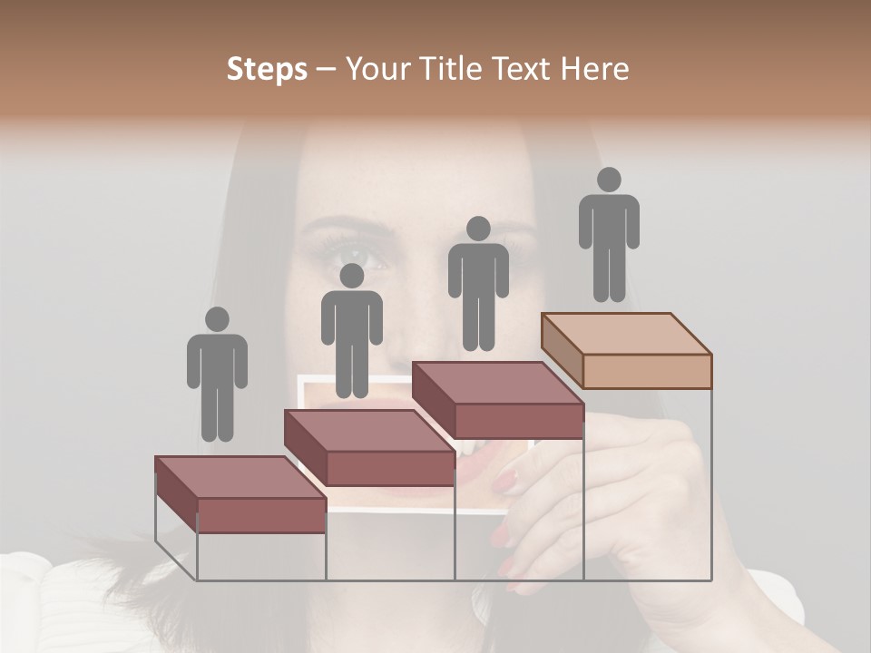 A Woman Holding Up A Piece Of Paper To Her Mouth PowerPoint Template