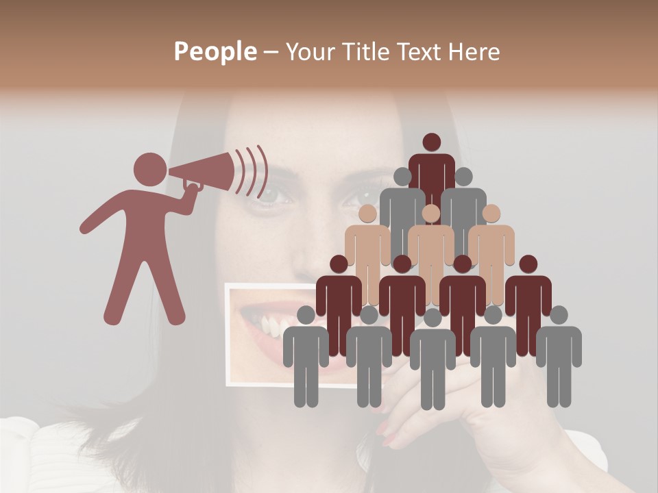 A Woman Holding Up A Piece Of Paper To Her Mouth PowerPoint Template