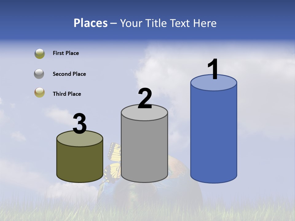 A Butterfly Sitting On Top Of A Ball In The Grass PowerPoint Template