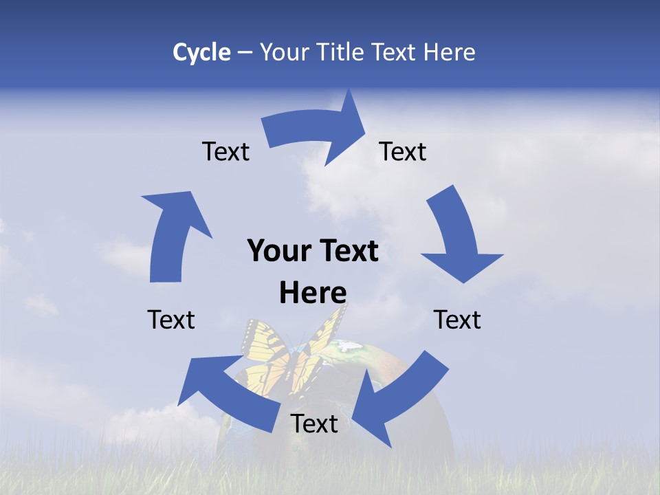 A Butterfly Sitting On Top Of A Ball In The Grass PowerPoint Template