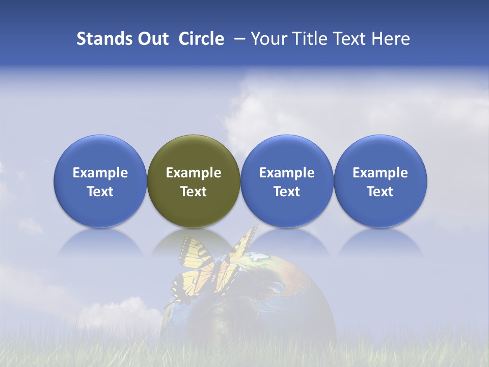 A Butterfly Sitting On Top Of A Ball In The Grass PowerPoint Template