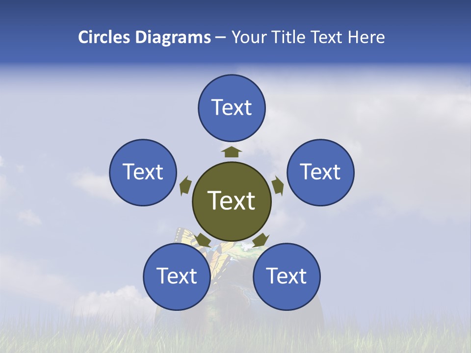 A Butterfly Sitting On Top Of A Ball In The Grass PowerPoint Template