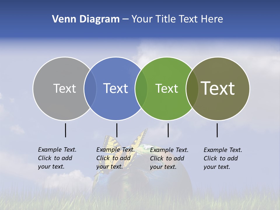 A Butterfly Sitting On Top Of A Ball In The Grass PowerPoint Template