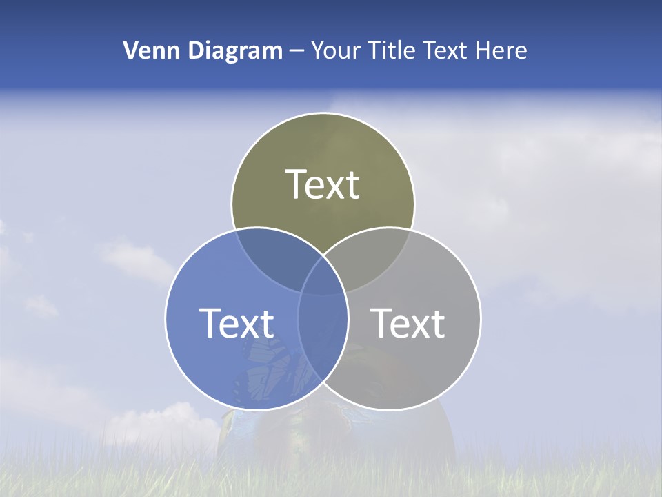 A Butterfly Sitting On Top Of A Ball In The Grass PowerPoint Template