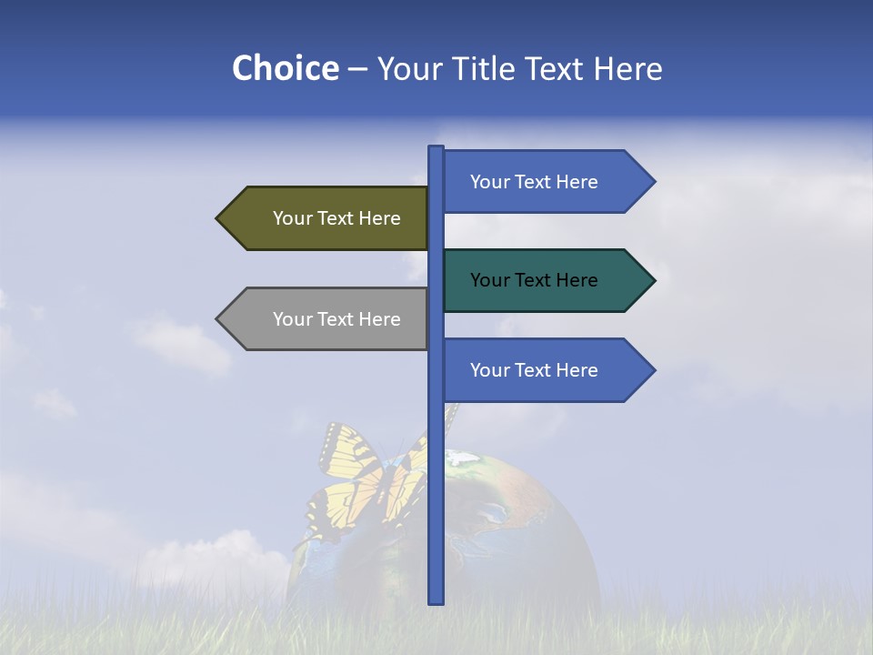 A Butterfly Sitting On Top Of A Ball In The Grass PowerPoint Template